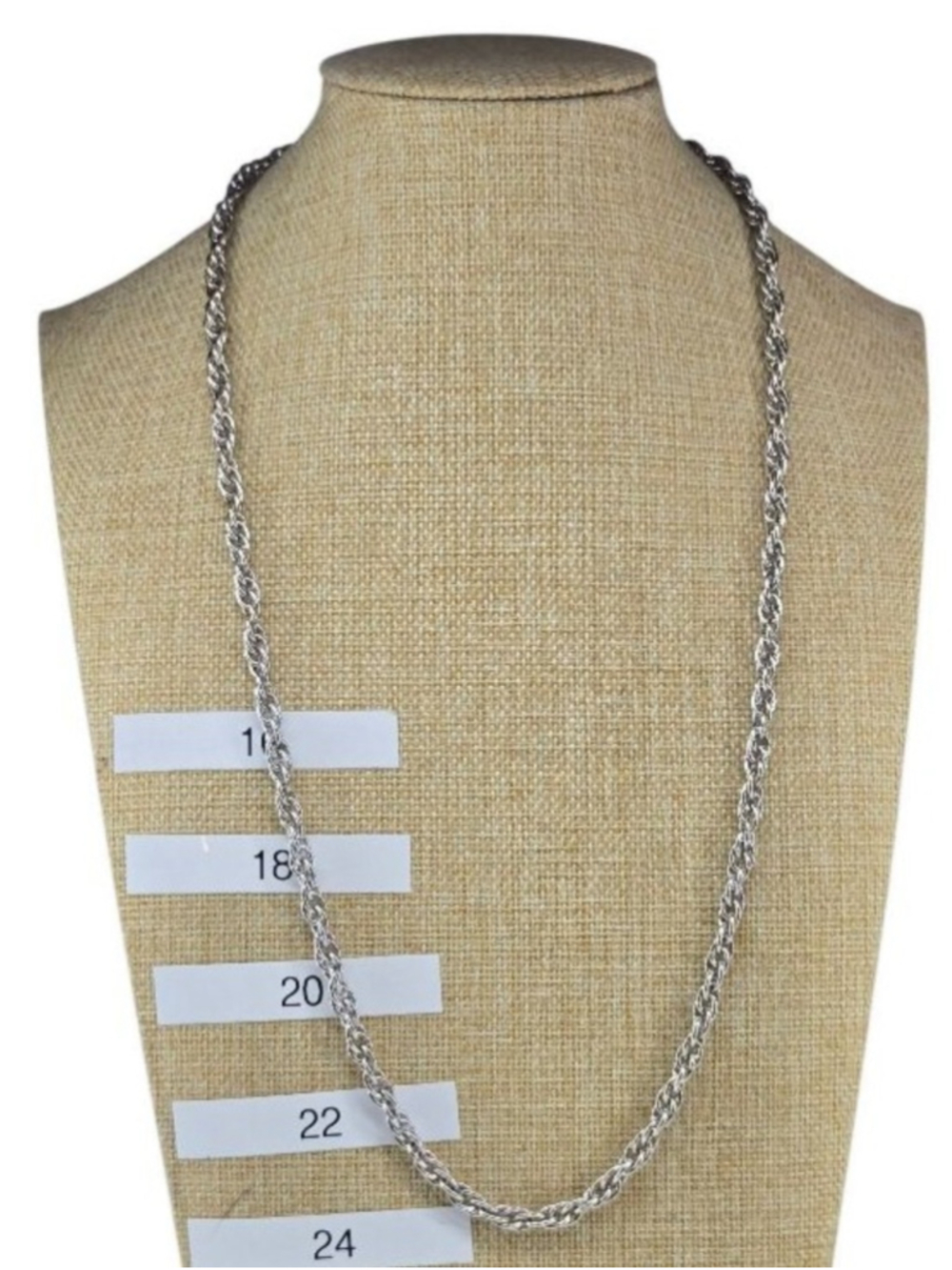 Vintage Whiting & Davis Silver Tone Rope Chain Necklace 24 inch Classic Casual